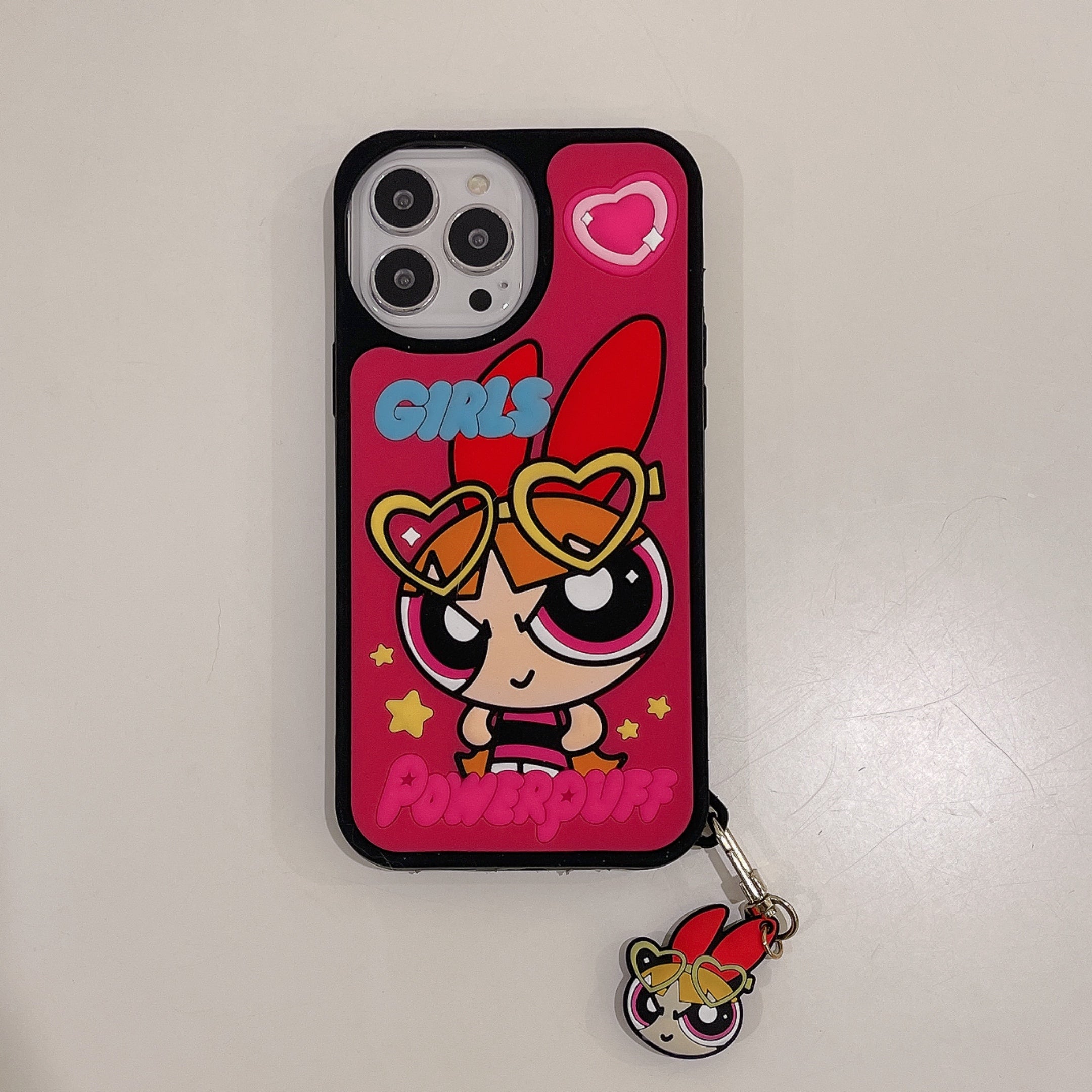 Powerpuff Girls decorated hot pink iPhone case for new generation iPhones