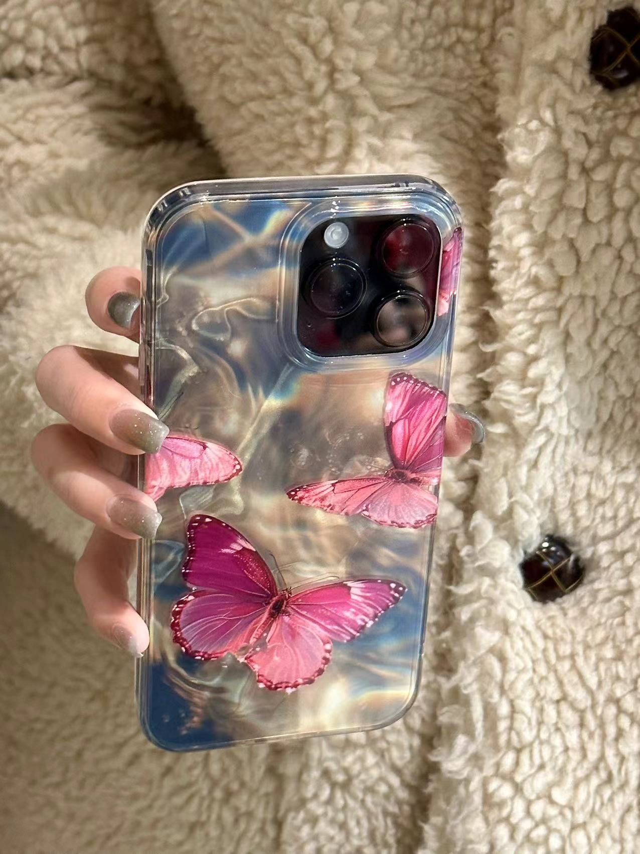 Elegant Old Money Style Butterfly iPhone Case for iPhone 11/12/15/15 Pro/15 Pro Max/14/14 Pro/14 Pro Max/13 Pro/13 Pro Max, TPU+PC Shockproof Cover, Cute Phone Case With Gen Z Style, Y2K Retro Phone Case as K-Pop Aesthetics