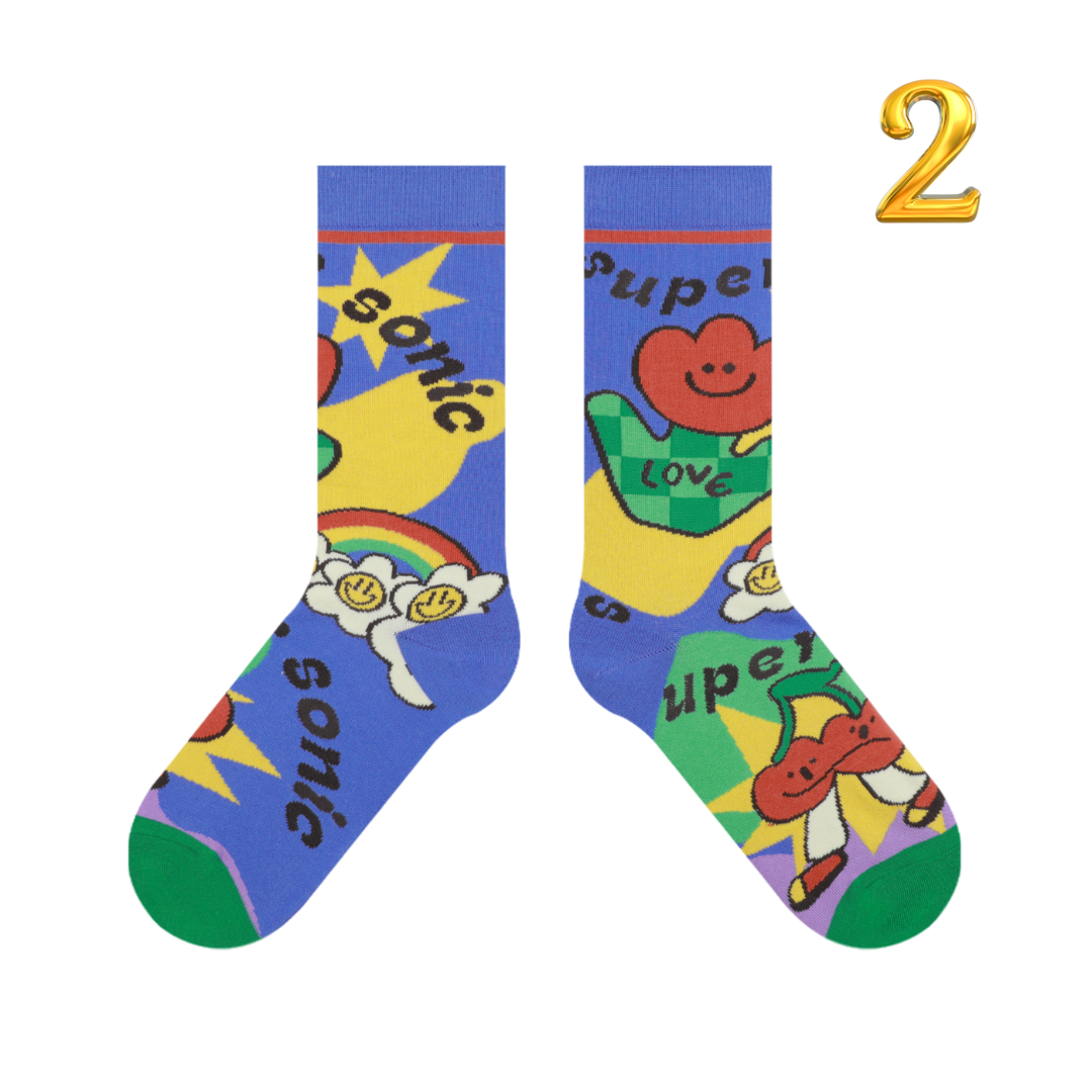 Unique Y2K Socks, Animal Pattern Socks, Colorful Socks for Women Girls, Funky Combed Cotton Socks for Daily