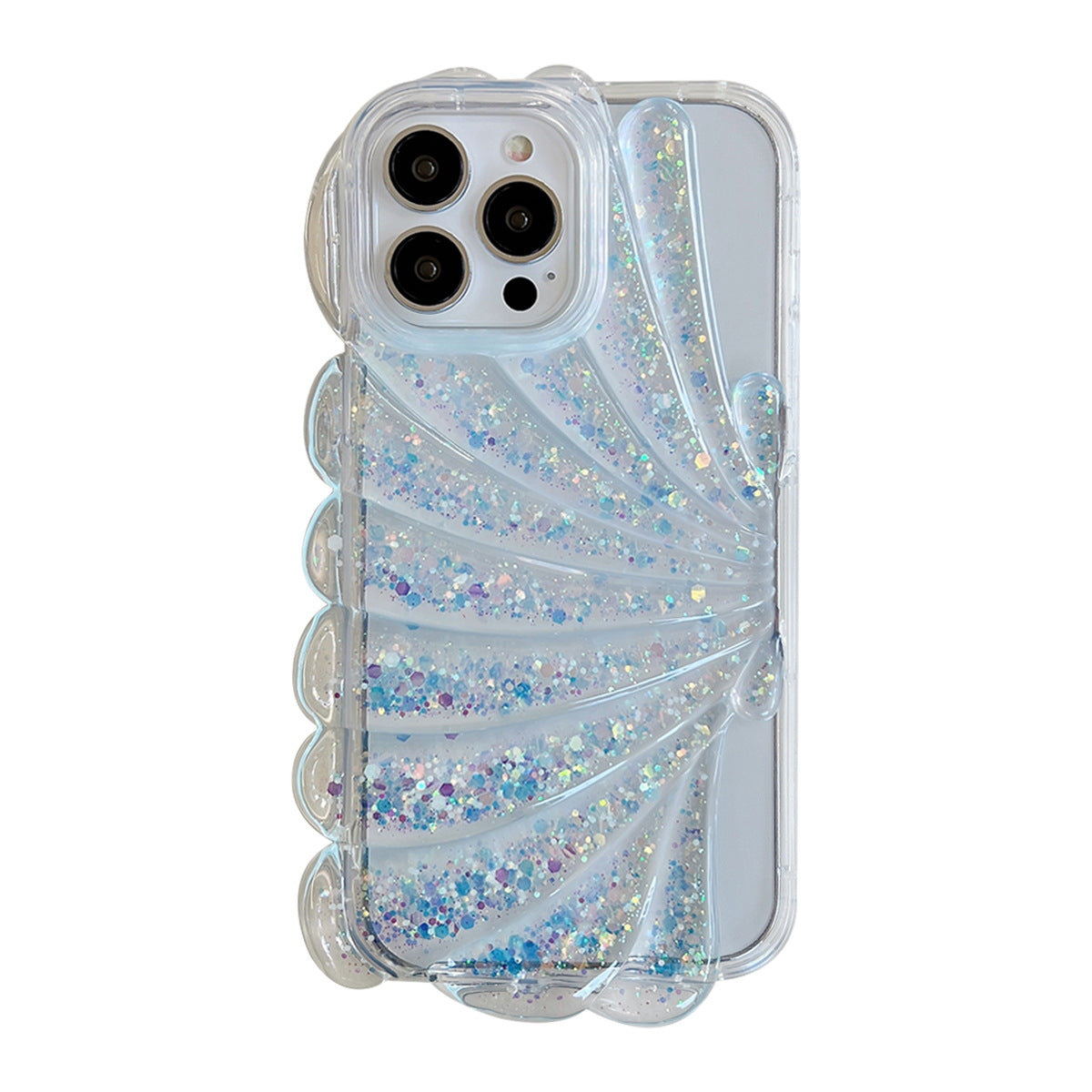 Shiny Bling Bling Shell iPhone Case for iPhone 11-15 Pro Max, Transparent Glitter Shell Phone Case for Women Girls, Coquette Aesthetics, Soft Feminine Style, Made of TPU, Available in 5 Colors