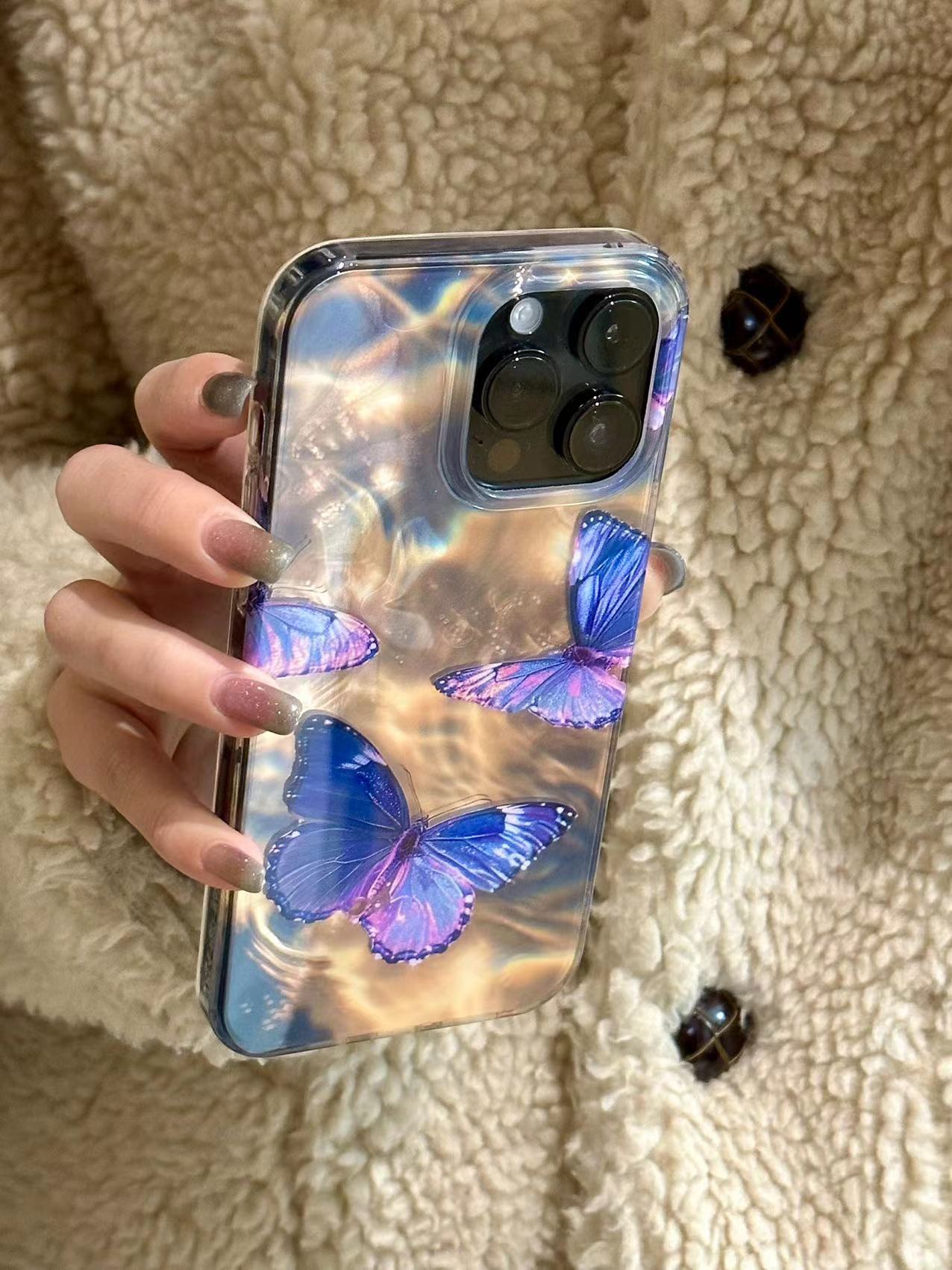 Elegant Old Money Style Butterfly iPhone Case for iPhone 11/12/15/15 Pro/15 Pro Max/14/14 Pro/14 Pro Max/13 Pro/13 Pro Max, TPU+PC Shockproof Cover, Cute Phone Case With Gen Z Style, Y2K Retro Phone Case as K-Pop Aesthetics