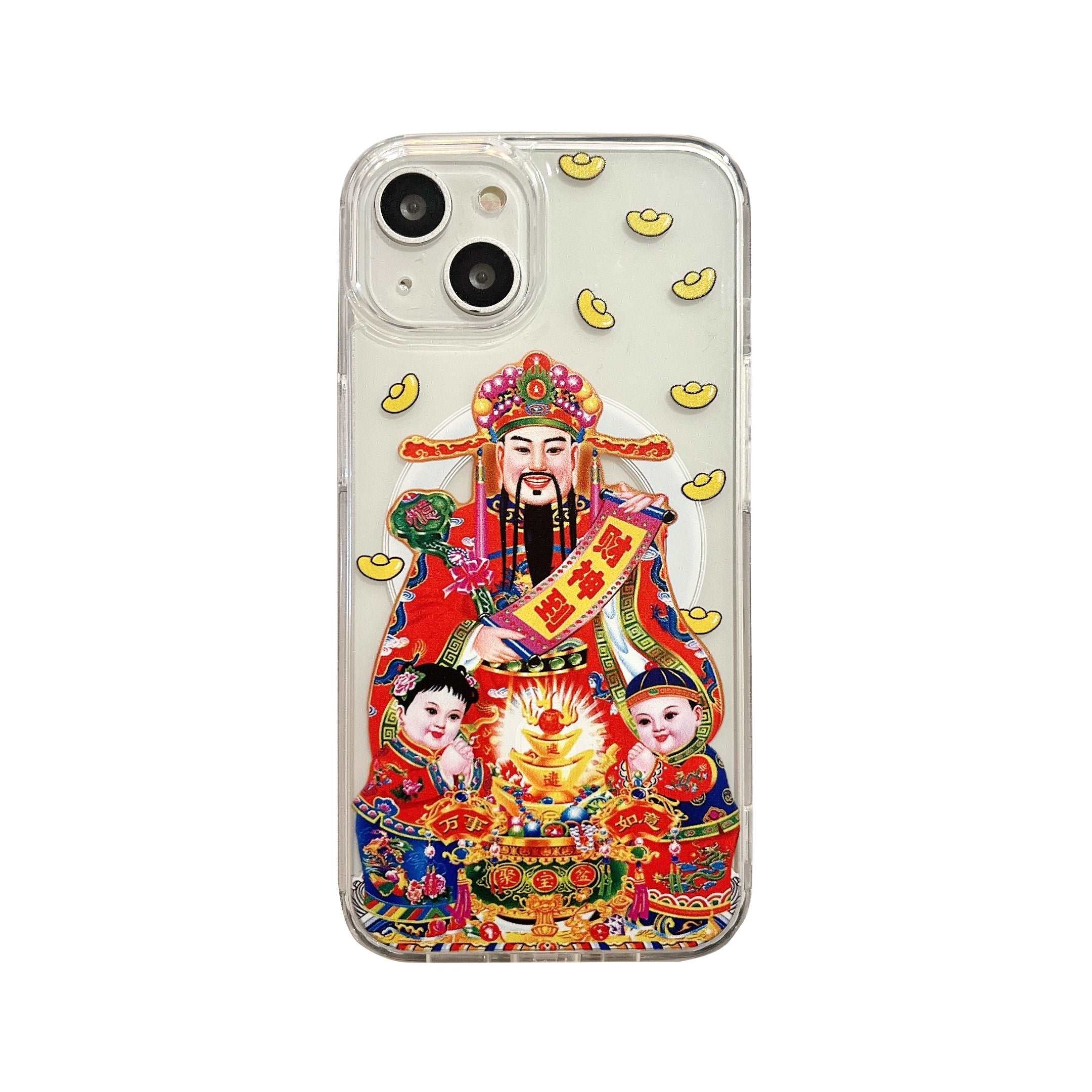 The Most Unique iPhone Case for Women in 2024, Chinese God of Wealth Magnetic iPhone Case for iPhone 11-15 Pro Max With Phone Charm and Phone Holder Options, Pink iPhone Case, Red iPhone Case, Y2K Fashion, Gen Z Humor Fashion Item