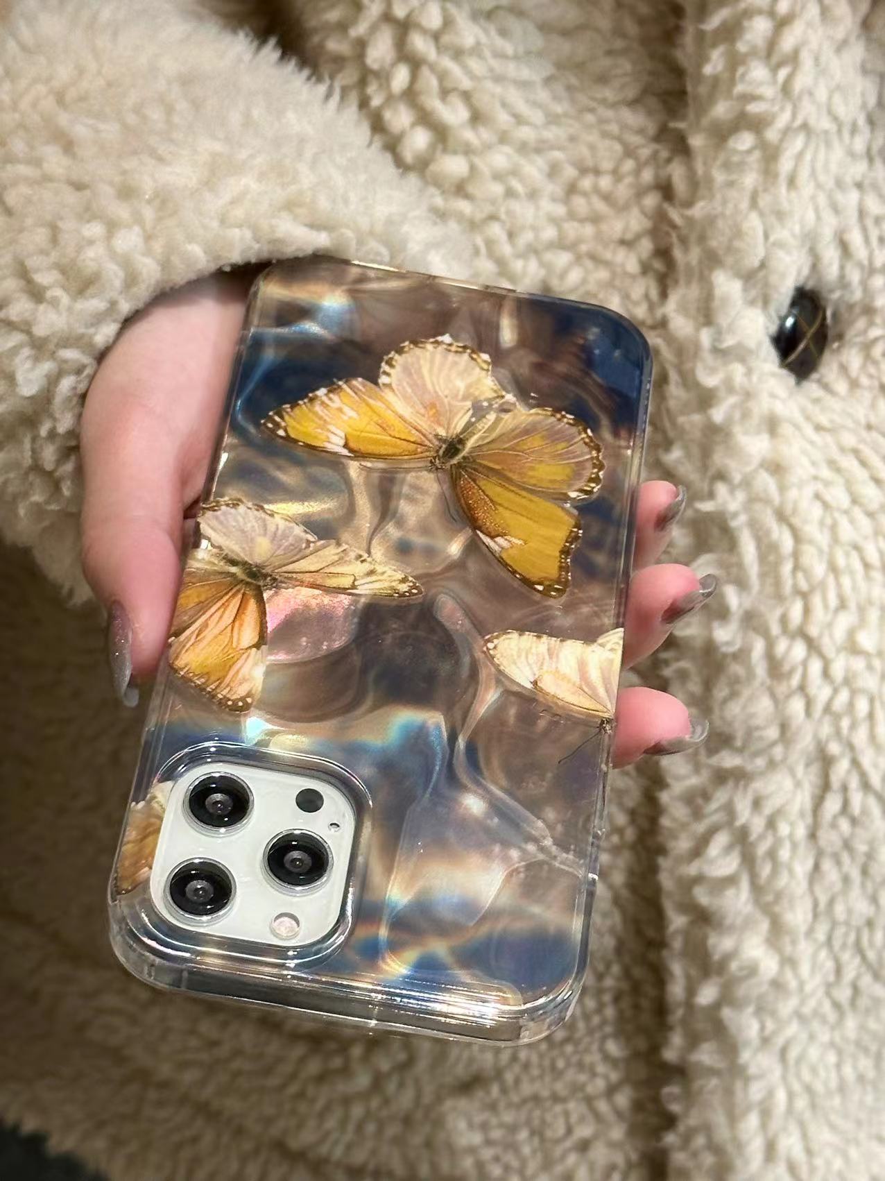 Elegant Old Money Style Butterfly iPhone Case for iPhone 11/12/15/15 Pro/15 Pro Max/14/14 Pro/14 Pro Max/13 Pro/13 Pro Max, TPU+PC Shockproof Cover, Cute Phone Case With Gen Z Style, Y2K Retro Phone Case as K-Pop Aesthetics