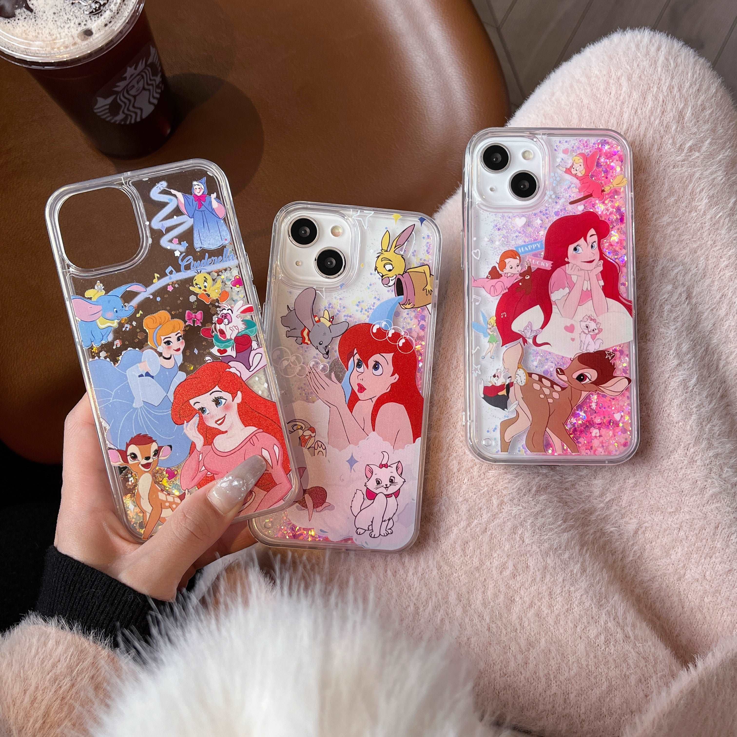Disney Ariel iPhone Cases for iPhone 14 Pro Max Case, Girls Women Kids Cartoon Mermaid Princess iPhone Cases, Quicksand Slim Soft TPU+PC Shockproof Cute iPhone Case for iPhone 11-15 Pro Max
