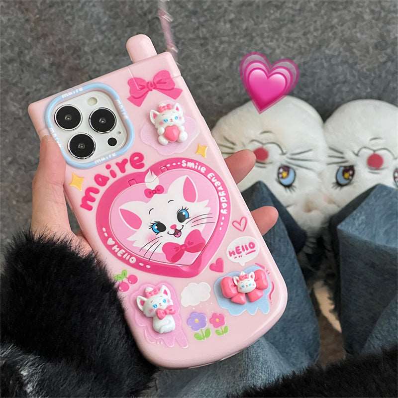 (1+2) Marie the Cat Disney iPhone Case for iPhone 11-15 Pro Max and iPhone 14 Pro Max, Phone Charm as Gift + Integrated Phone Stand, Pink Aesthetics for Coquettecore and Feminine Outfits, Retro Y2K Mobile Phone Cases for Women Girls