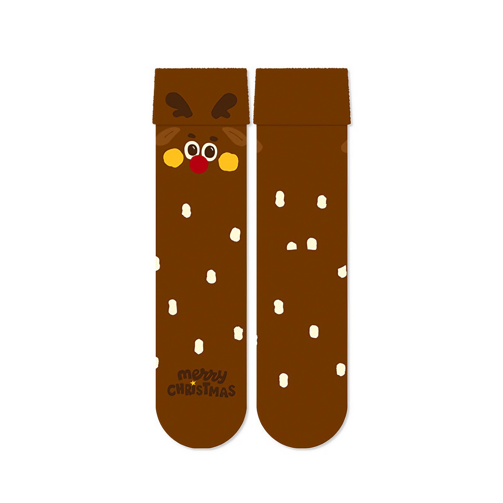 Cozy socks featuring a cute reindeer design