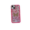 Aesthetic pink iPhone case with butterfly design without phone chain