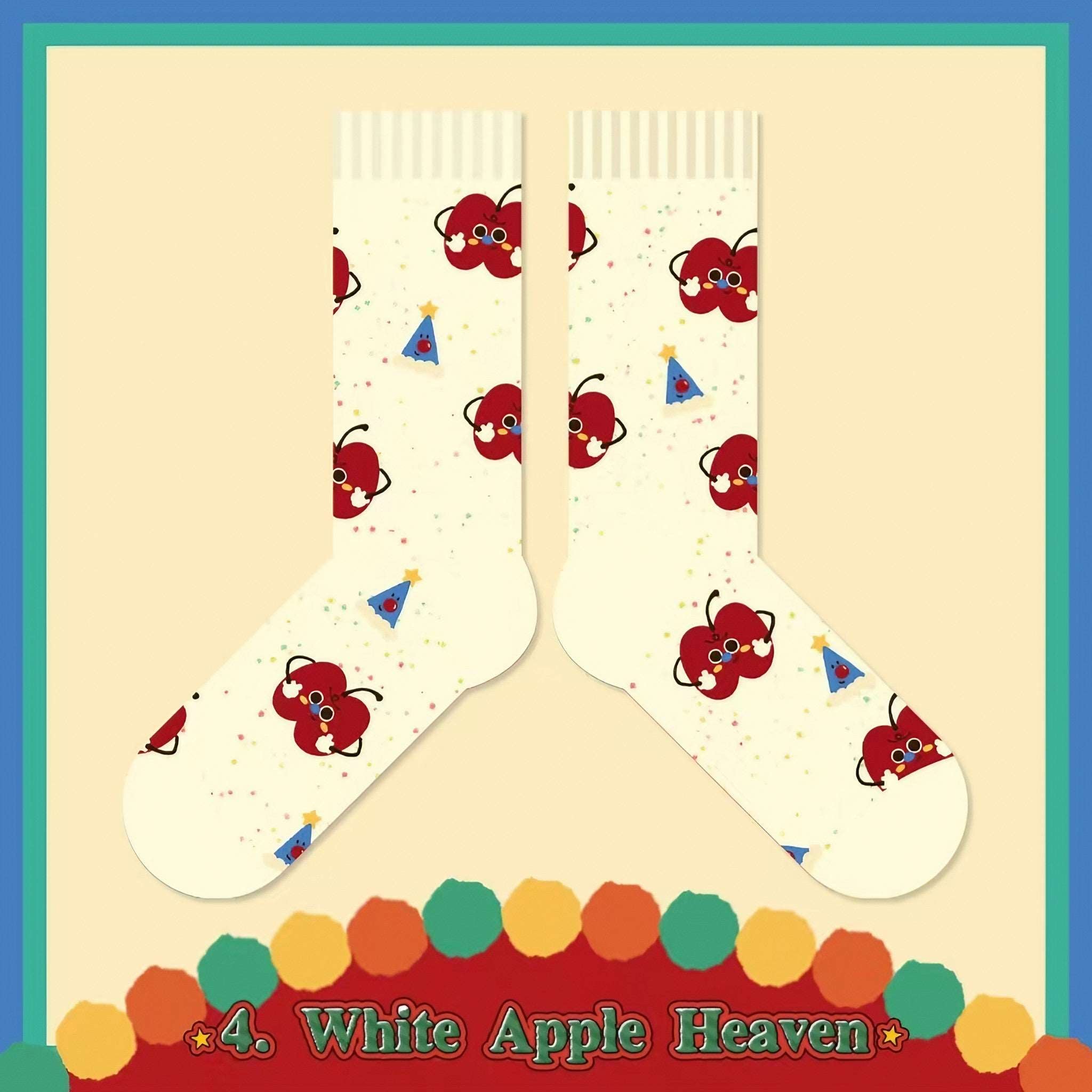 Winter socks with a charming apple pattern for the holidays