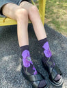 Close-up of the Black Purple Violet Old Money Socks set for women