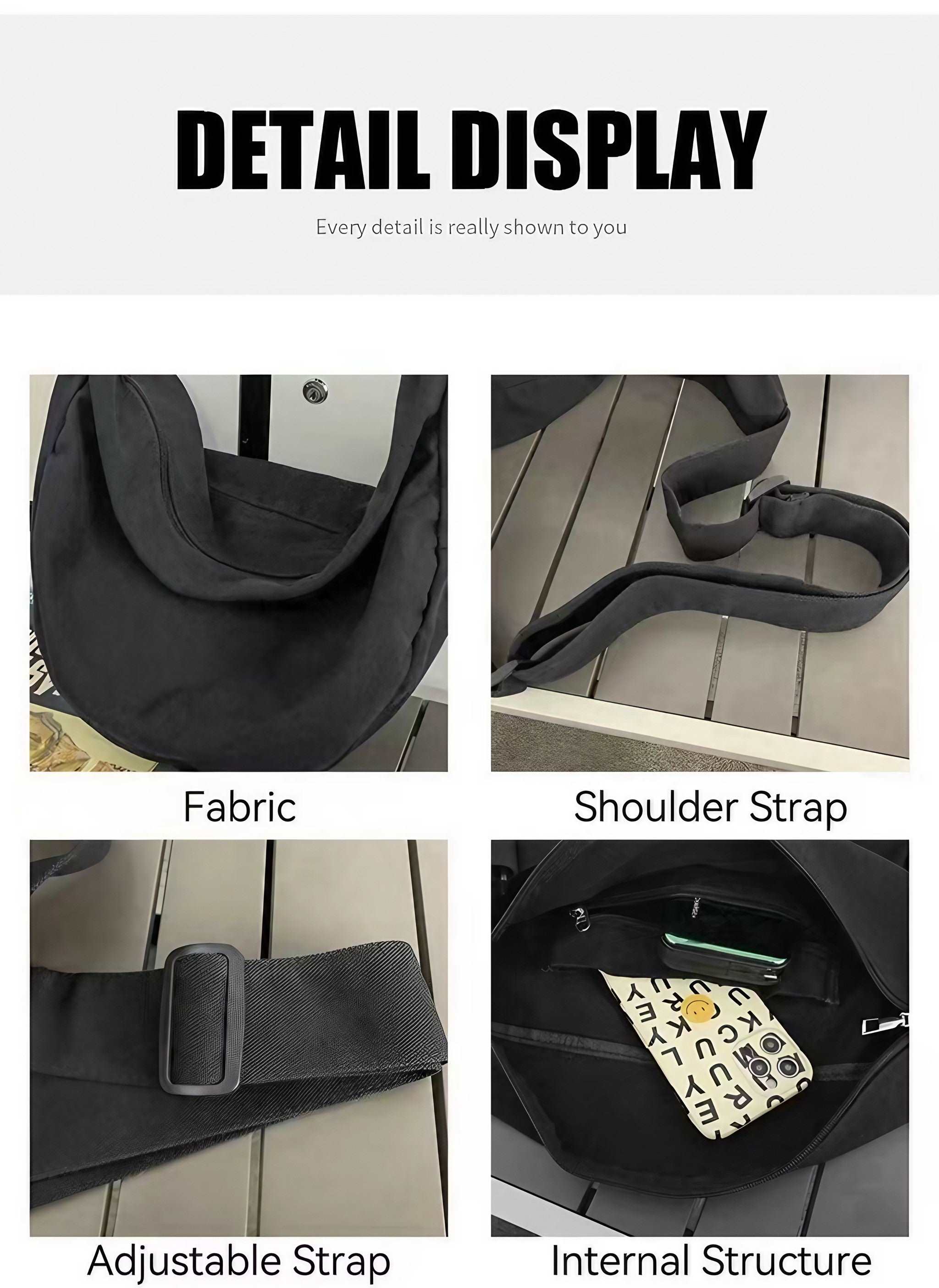 Detil display of canvas bag's convenience