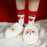 Comfortable Santa Claus-themed red socks perfect for holiday lounging