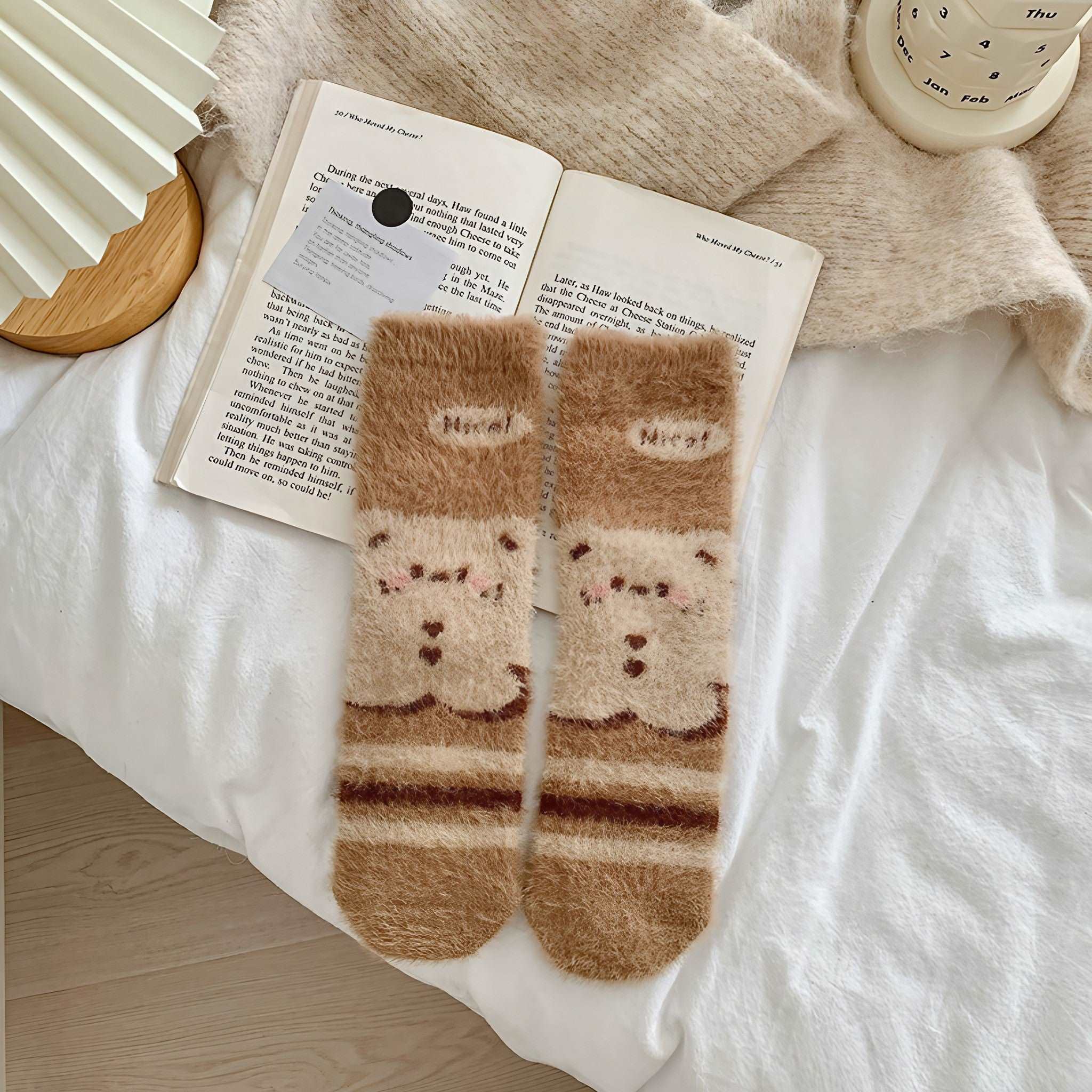 Cozy winter socks adorned with a charming bear pattern