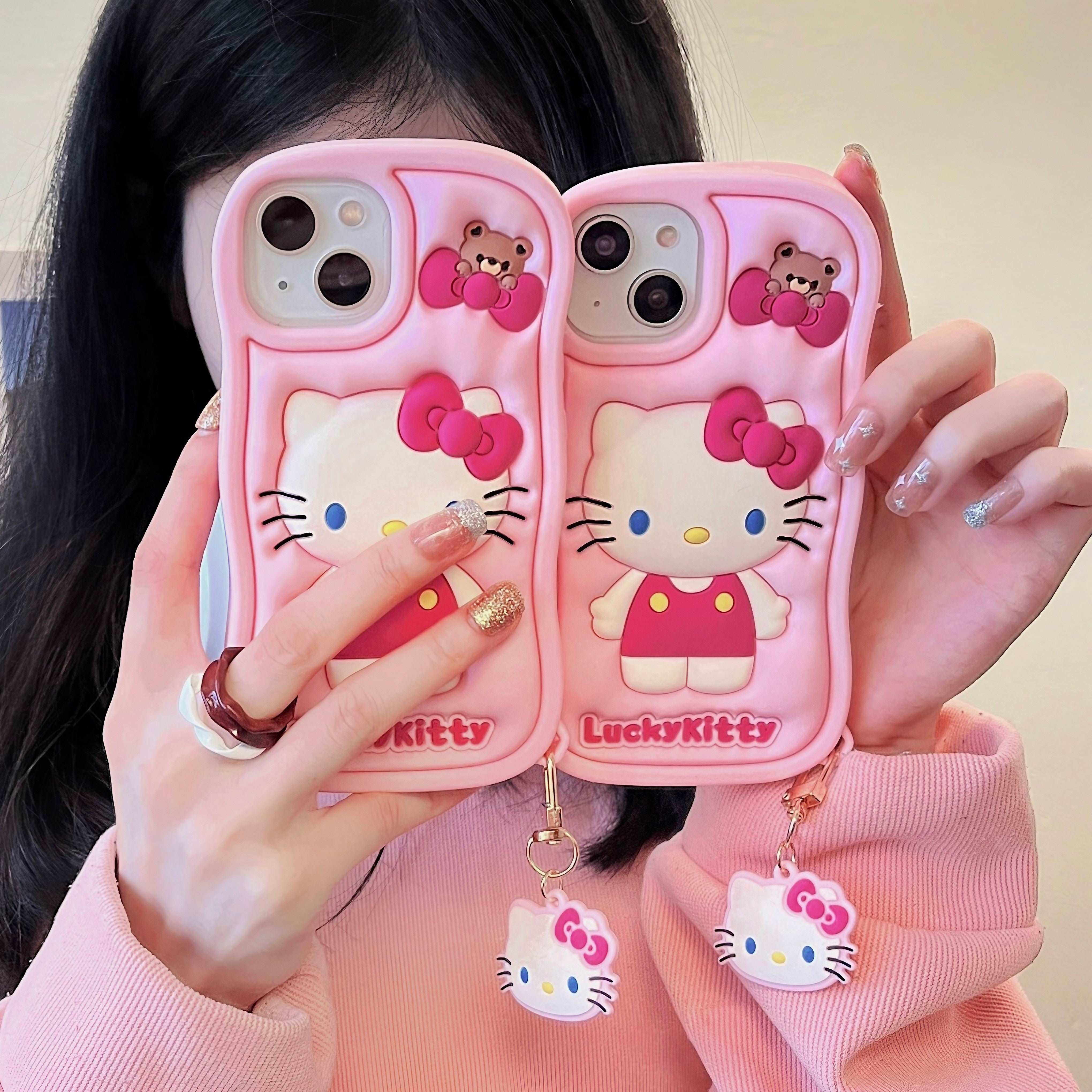 Shockproof Hello Kitty cover for iPhone 13 Pro Max in pink