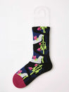 Blackpink socks with an intricate bird and floral pattern for a fashionable statement