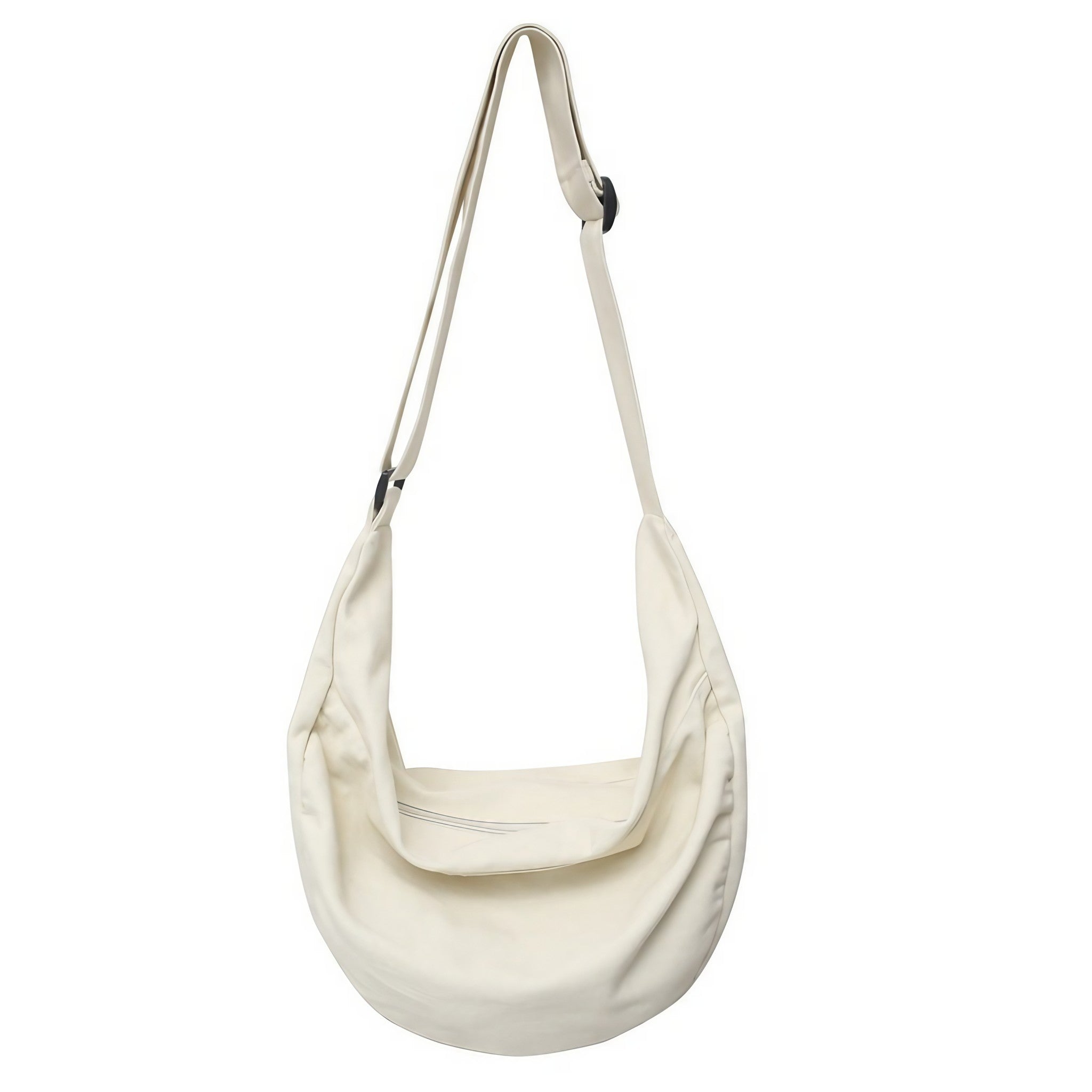 Chic white canvas bag with a convenient strap for easy carrying