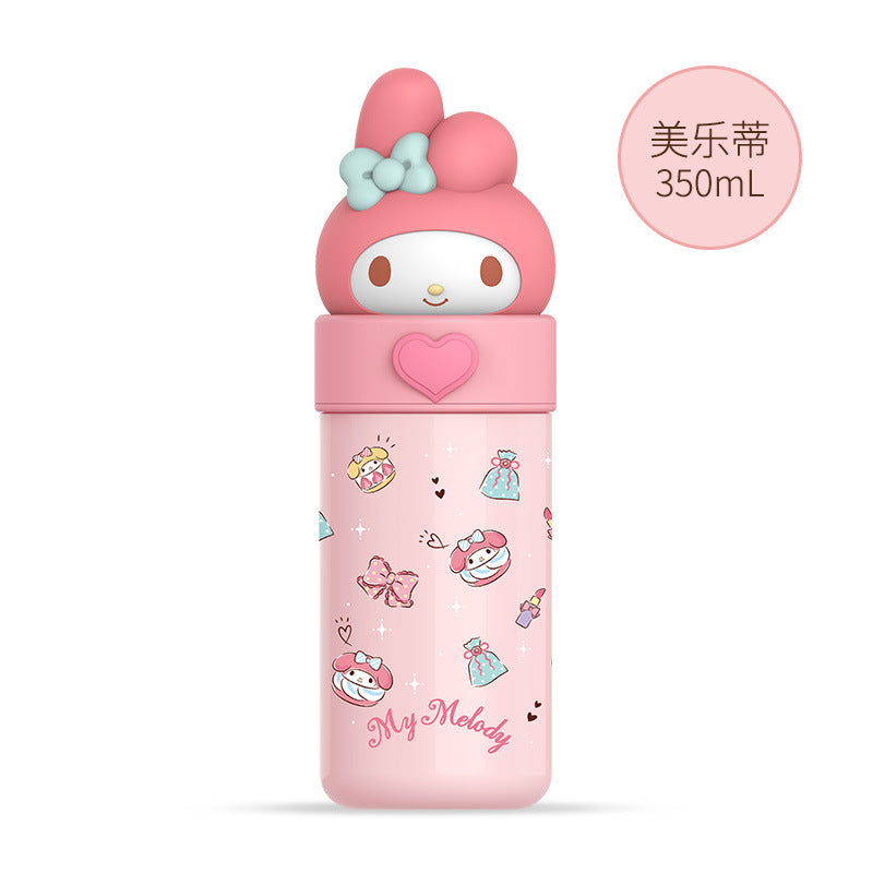 Sanrio Stainless Steel Water Bottle 350ml, Insulated Mini Tumbler with Lid for All Liquids Like Water, Coffee, Milk Tea, Soup