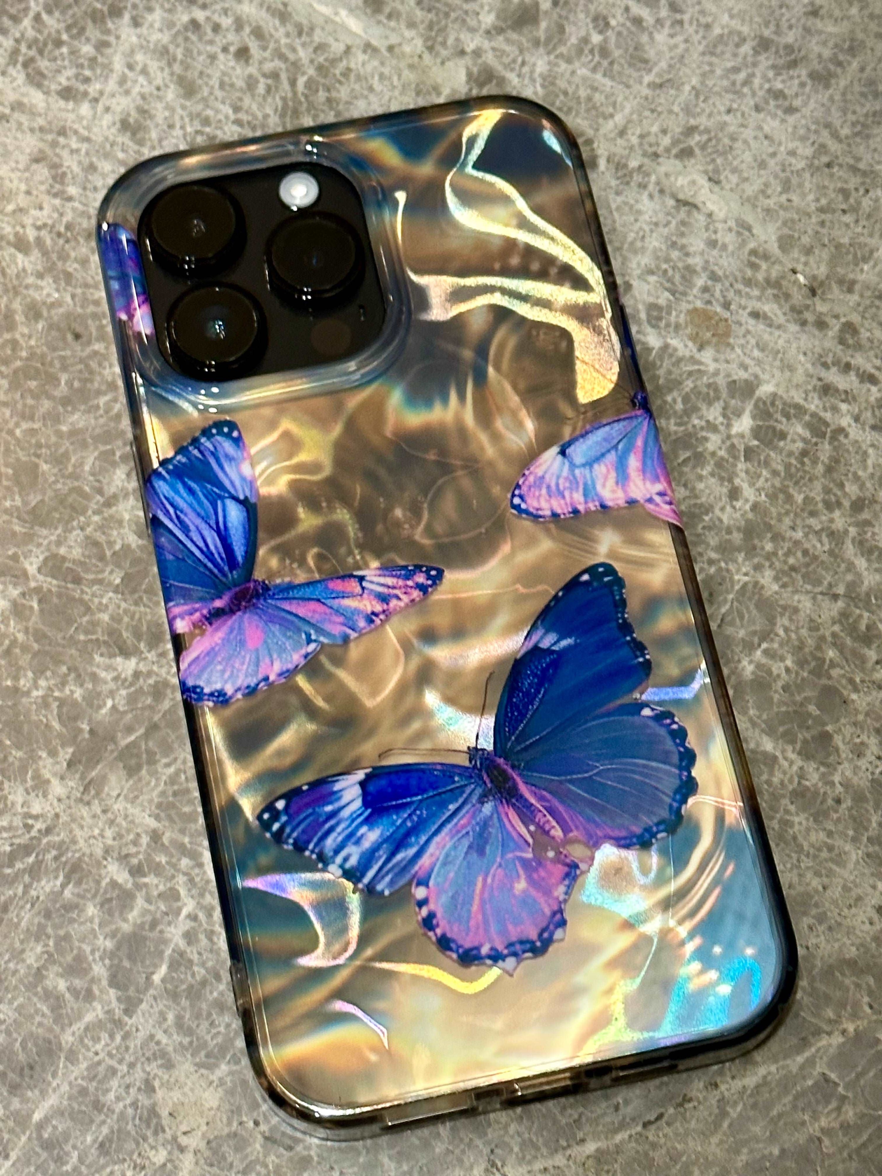 Elegant Old Money Style Butterfly iPhone Case for iPhone 11/12/15/15 Pro/15 Pro Max/14/14 Pro/14 Pro Max/13 Pro/13 Pro Max, TPU+PC Shockproof Cover, Cute Phone Case With Gen Z Style, Y2K Retro Phone Case as K-Pop Aesthetics