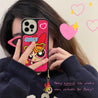 Pink silicone iPhone case featuring a Powerpuff Girl, compatible with iPhone 14/13 Pro Max