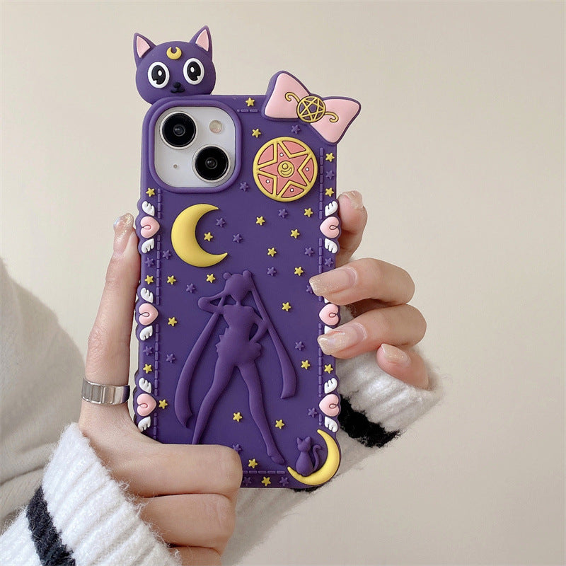 Sailor Moon Cute Cat iPhone Case for iPhone 11-15 Pro Max, Kawaii Magical Girl Anime, Soft Mobile Phone Cases, Coquette Aesthetics for Girls Women