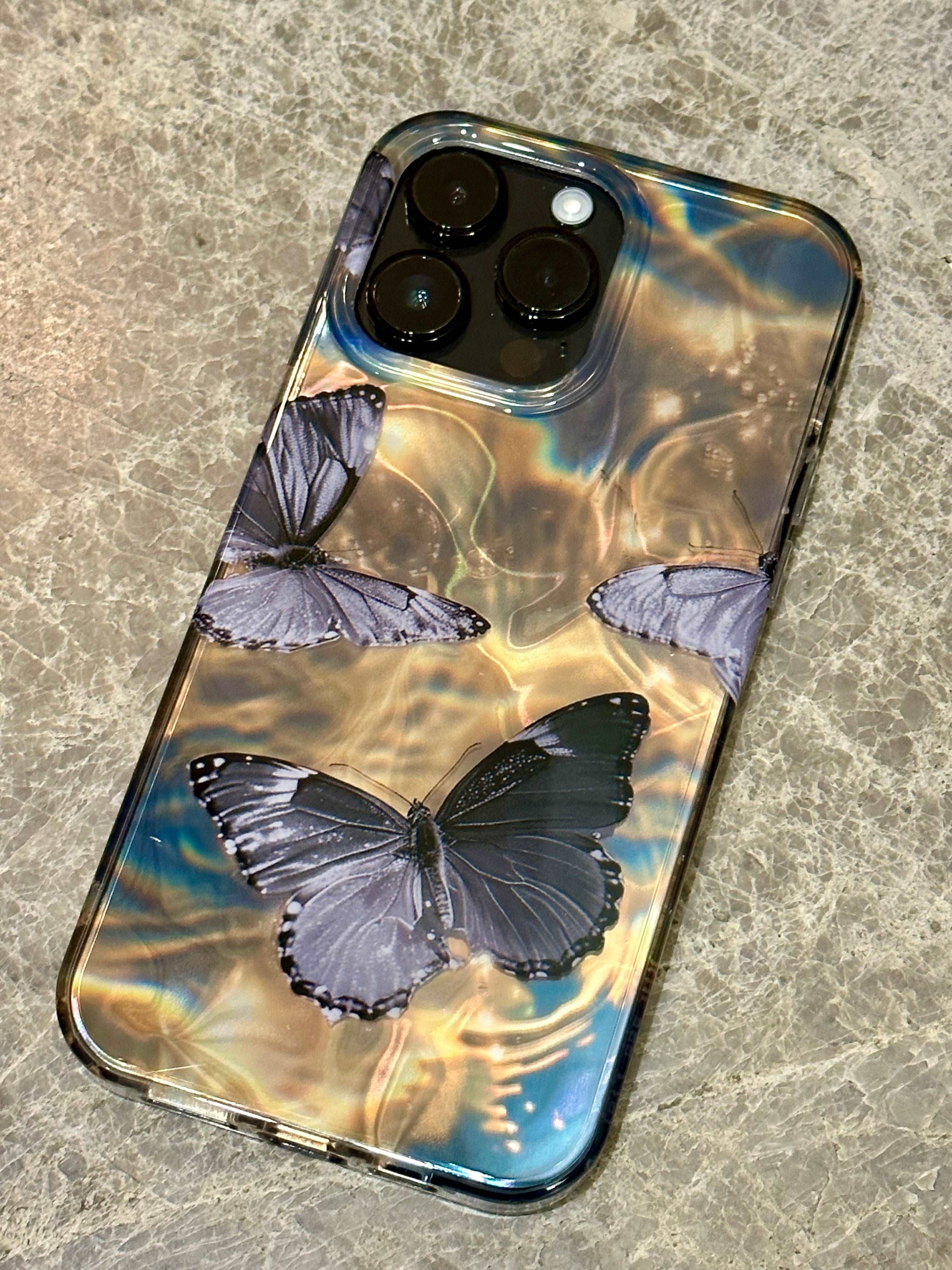 Elegant Old Money Style Butterfly iPhone Case for iPhone 11/12/15/15 Pro/15 Pro Max/14/14 Pro/14 Pro Max/13 Pro/13 Pro Max, TPU+PC Shockproof Cover, Cute Phone Case With Gen Z Style, Y2K Retro Phone Case as K-Pop Aesthetics