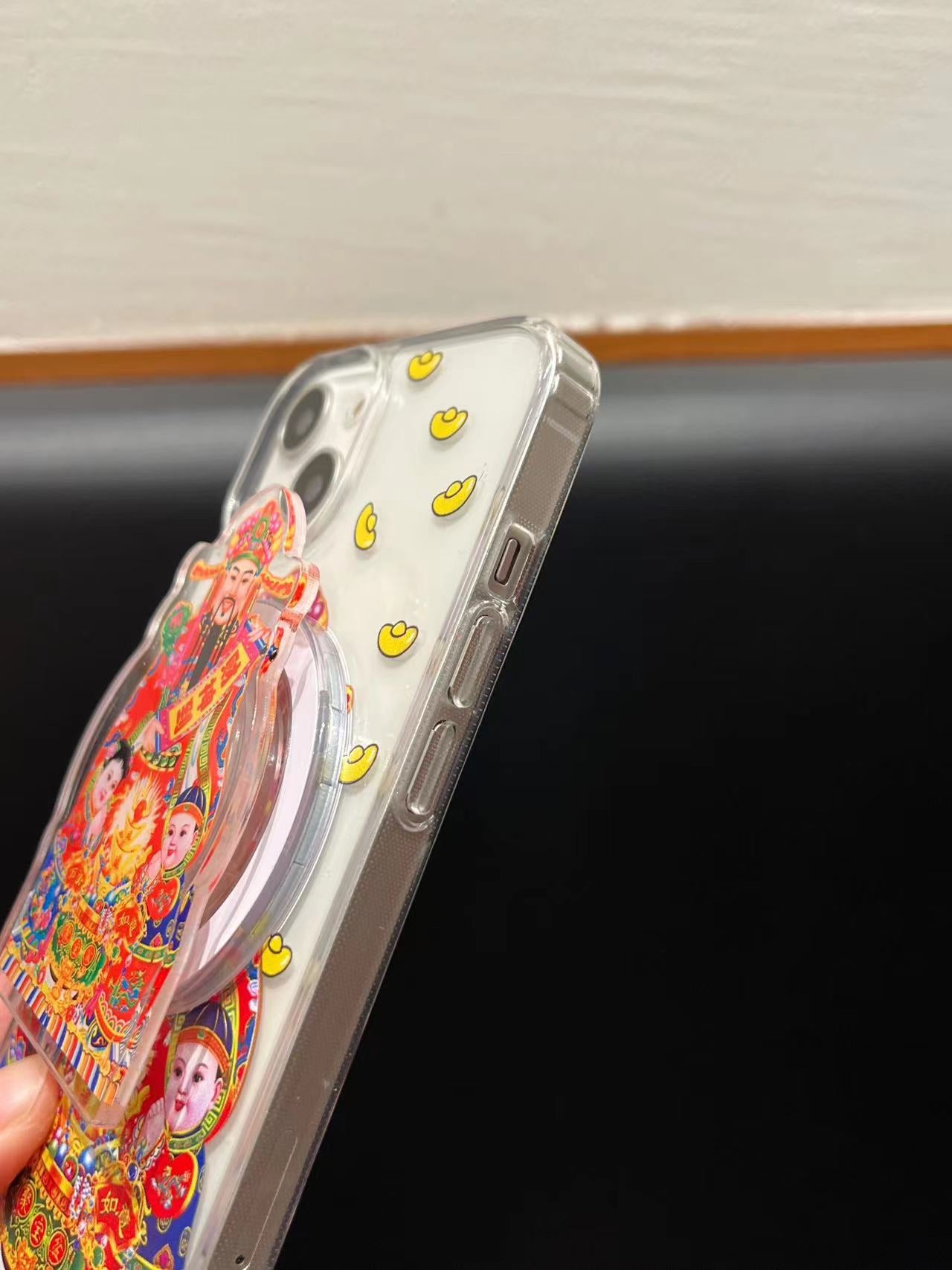 The Most Unique iPhone Case for Women in 2024, Chinese God of Wealth Magnetic iPhone Case for iPhone 11-15 Pro Max With Phone Charm and Phone Holder Options, Pink iPhone Case, Red iPhone Case, Y2K Fashion, Gen Z Humor Fashion Item