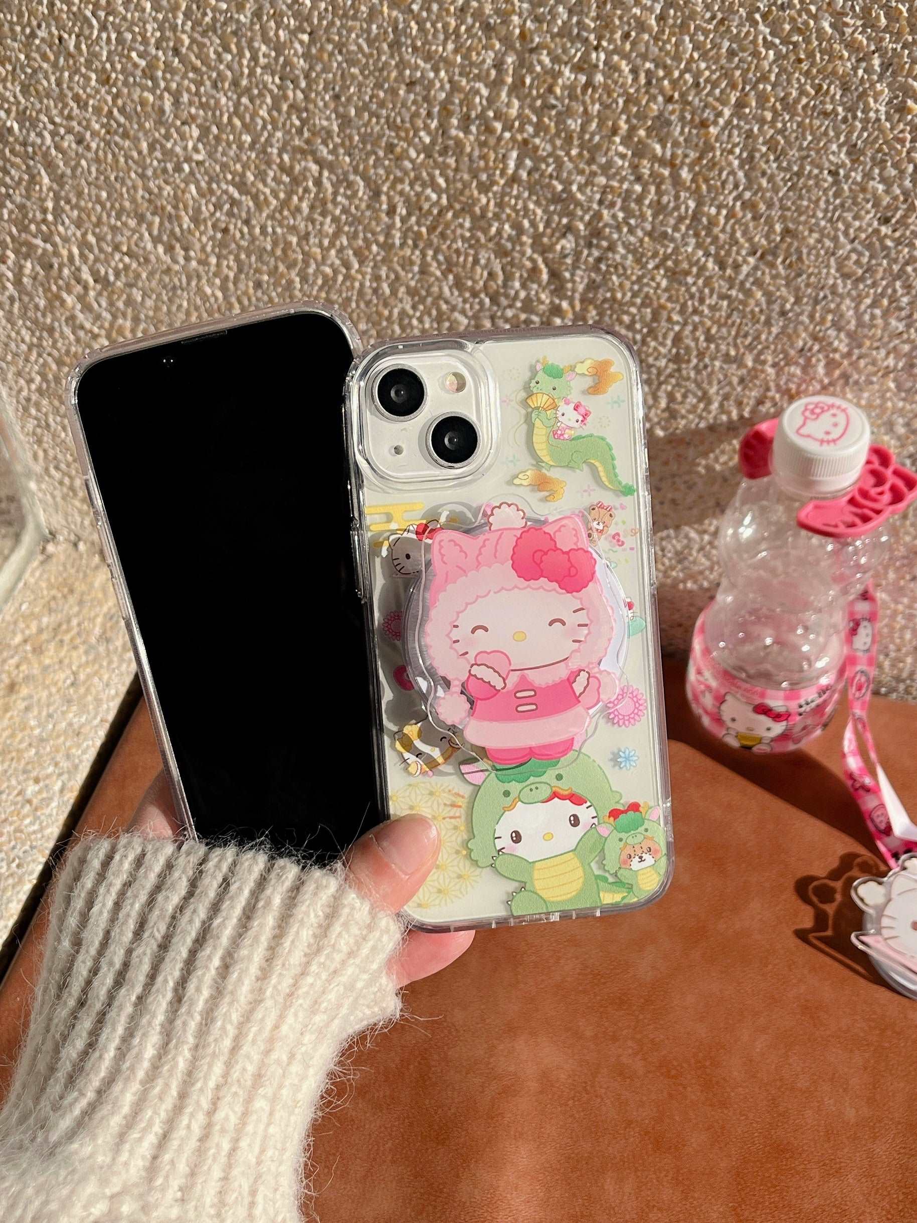 Hello Kitty iPhone Case for Women Girls, Cute Magnetic Mobile Phone Cases With Detachable Magnetic Phone Holder for iPhone 11-15 Pro Max, Best Pink Coquette Aesthetic With Y2K Fashion Style, Perfect Fashion Aesthetics for Gen Z