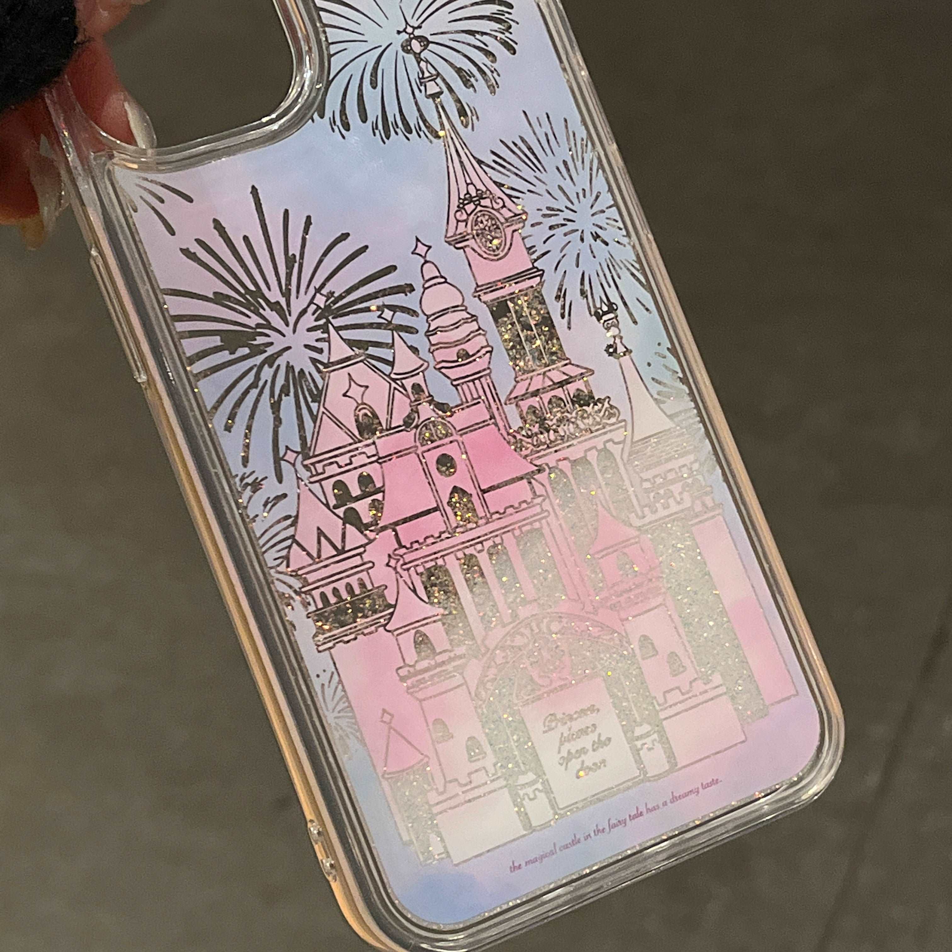 Disneyland Castle Pattern Disney iPhone Cases for iPhone 11-15, iPhone 14 Pro Max Case, Quicksand Shockproof Mobile Phone Cases  for Women Girls, Coquette Y2K Fashion Accessory for Gen Z Style