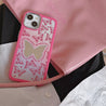 Detailed view of the TPU+PC pink butterfly iPhone case for iPhone 13 Pro Max