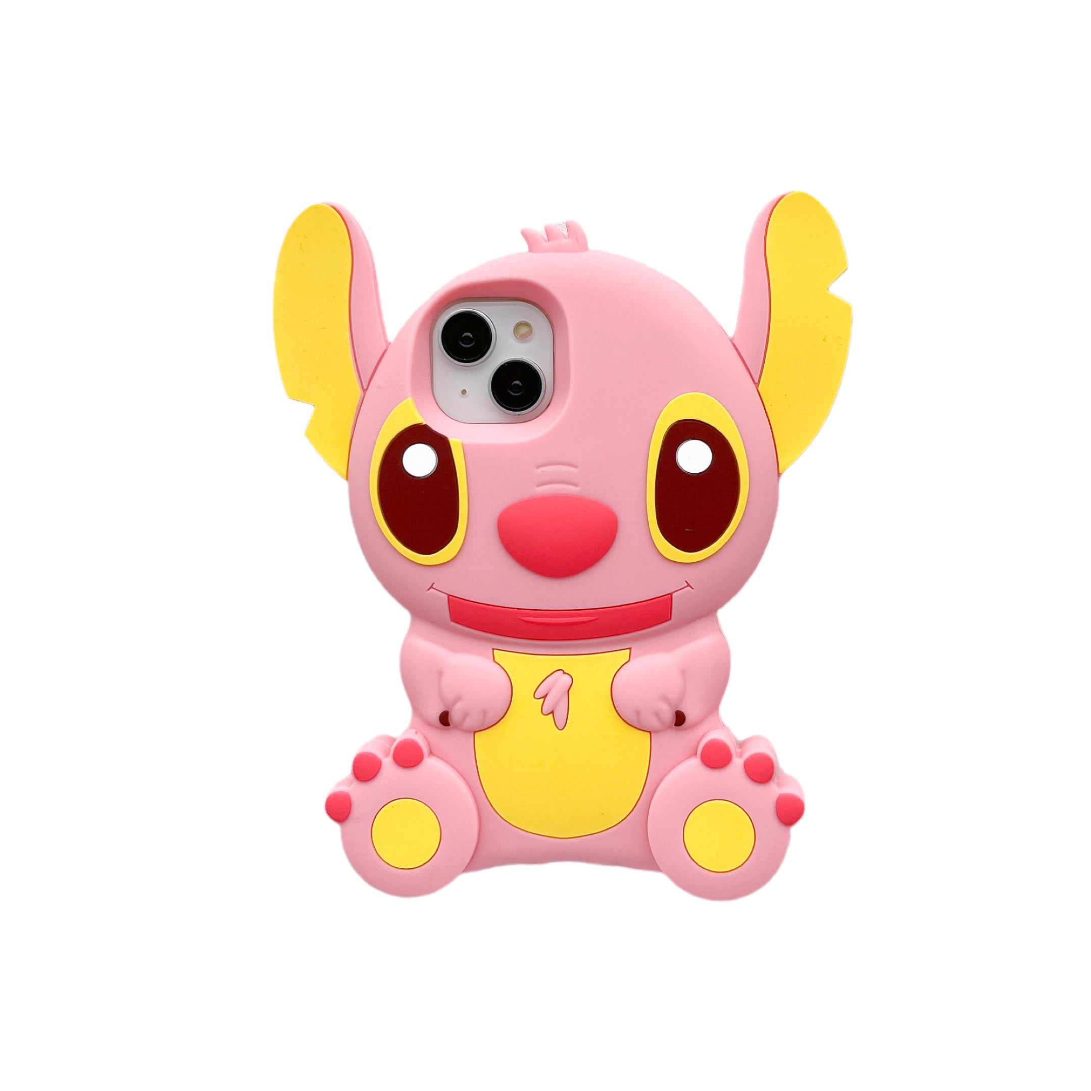 Pink silicone iPhone case featuring Stitch from Disney for iPhone 14 series