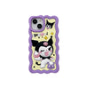 Kuromi-themed silicone iPhone case in purple with cartoon element design